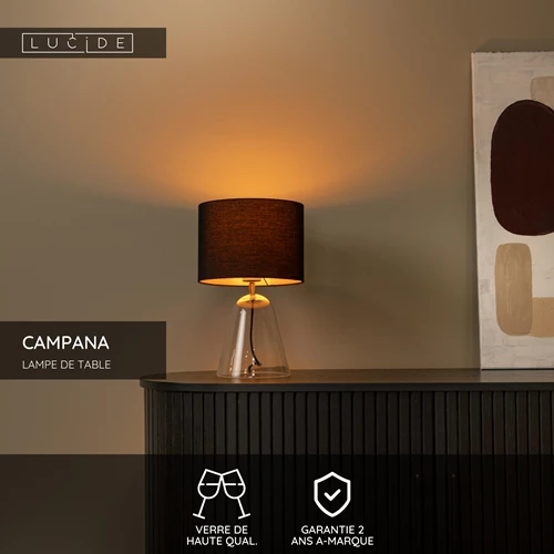 Lucide CAMPANA - Lampe de table - 1xE27 - Transparent - USP